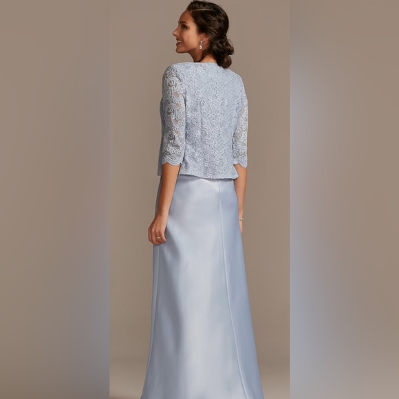 New ALEX EVENINGS Sequined Lace Dress & Jacket Hydrangea Size 10 - Picture 2 of 13